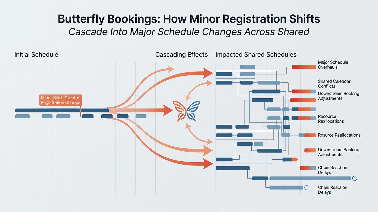 Facility manager reviewing updated digital schedule boards after registration changes