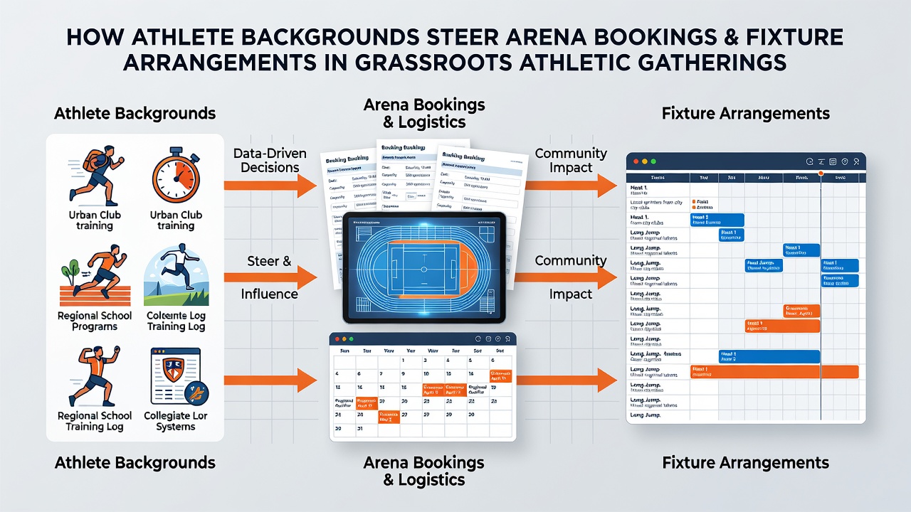 Community sports organizers reviewing fixture lists influenced by participant histories at a local athletic facility