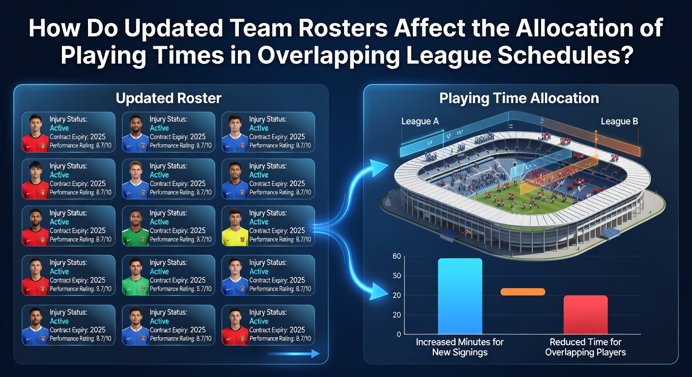 Updated team rosters displayed on digital boards during overlapping league schedule planning sessions
