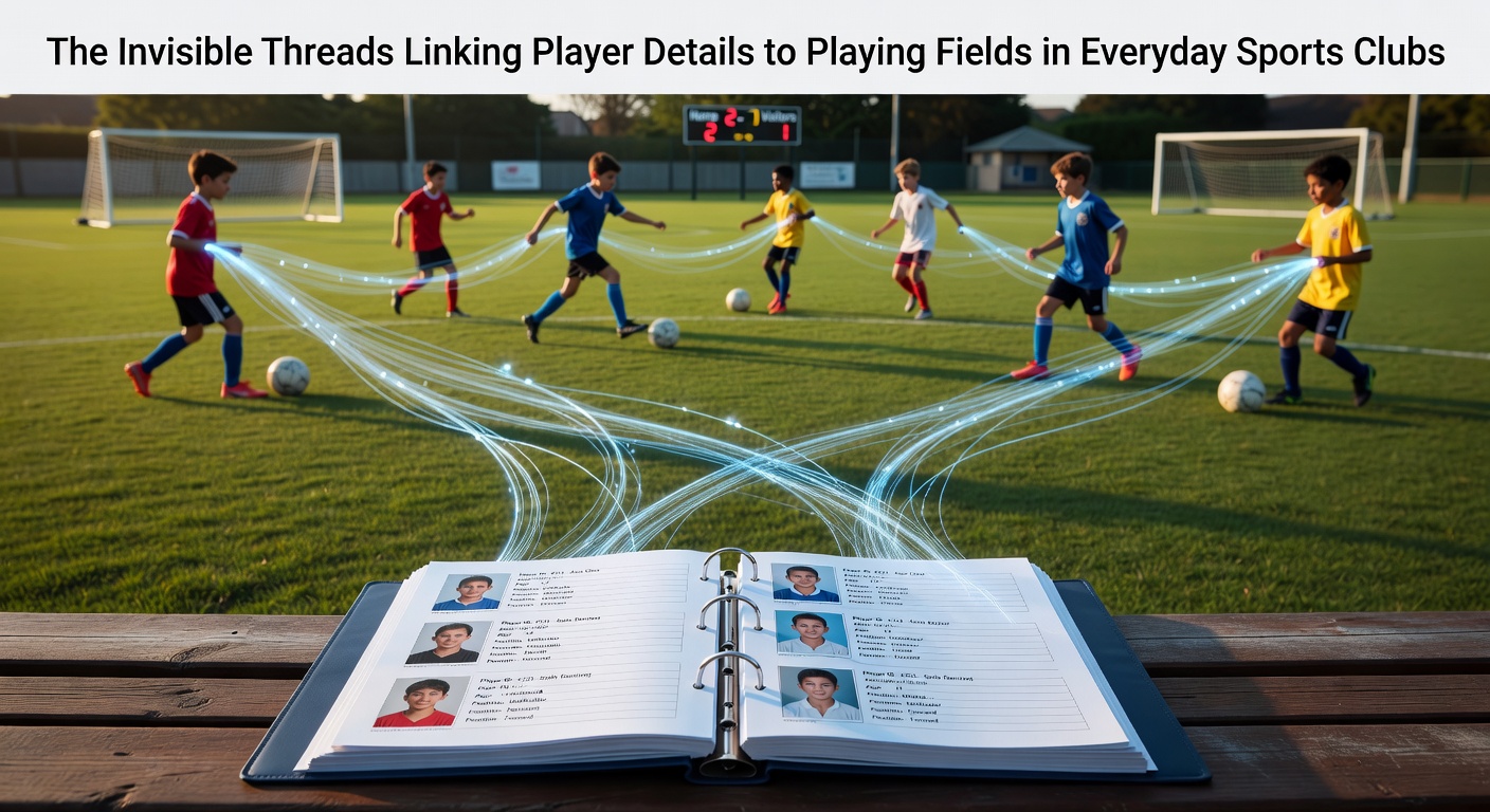 Community sports club members reviewing digital player profiles and field booking interfaces on tablets during a typical weekend session
