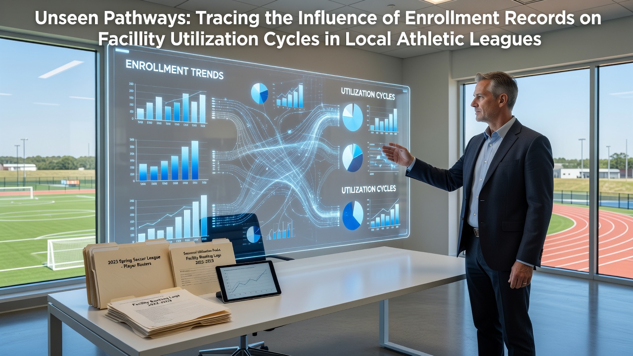 Enrollment records displayed on digital dashboards alongside facility calendars in community sports centers